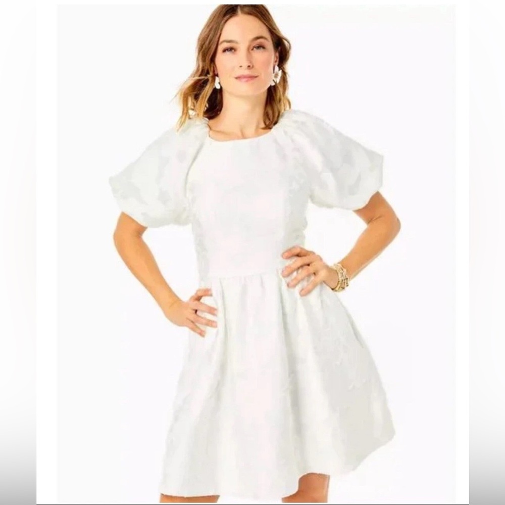 Lilly Pulitzer White Puff Sleeve Mini Dress